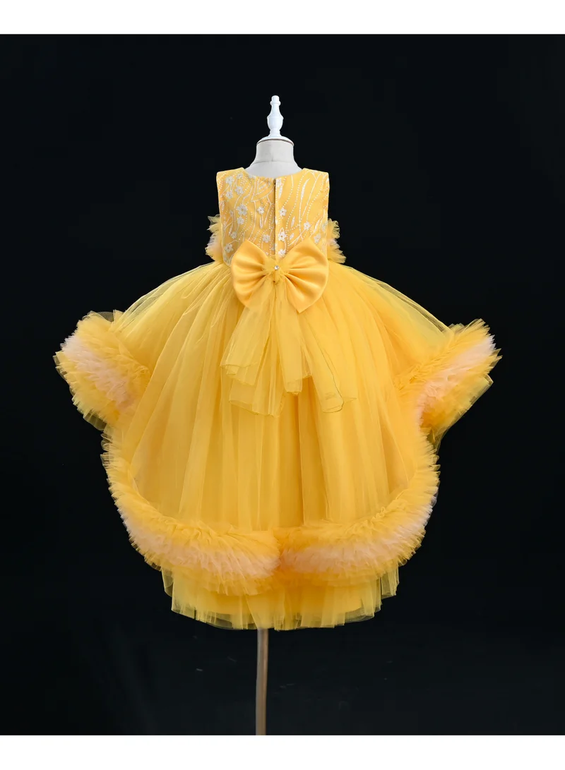 D'Daniela Yellow Ruffled Dress
