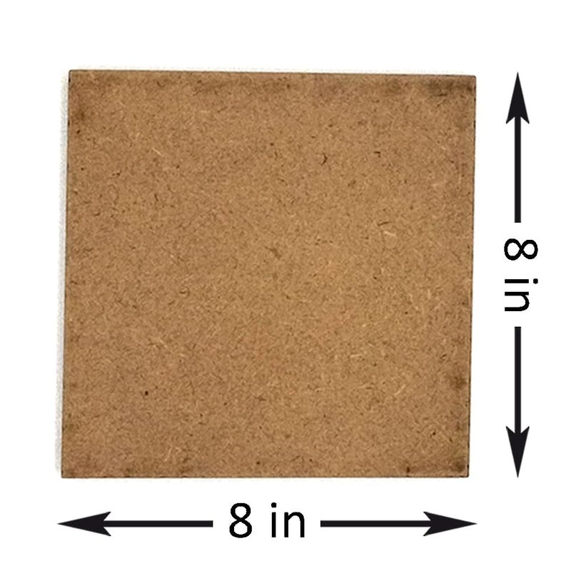 COG 8IN MDF Square Cutout for Art and Craft Square Shape Plain Wood Cutout for Painting ResinArts Work DecorationDecoupage Mandala Art Pyrography Size 8in Thickness3 mm Set of 10  - Image 2