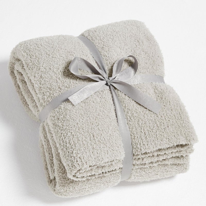 CYMULA Knit Throw Blanket for Couch Light Grey - Super Soft Lightweight Plush Fuzzy Fluffy Warm Cozy Blankets and Throws for Sofa Bed, 50 x 60 inches - Image 1