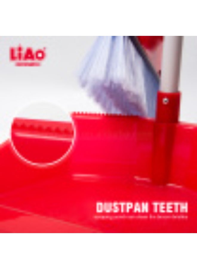LIAO Dustpan & Broom Set Pack of 3 | 75cm Stainless Steel Handle with 26cm Dustpan & 80mm PP Bristles | Household Cleaning Set for Home, Office & Kitchen - Image 3