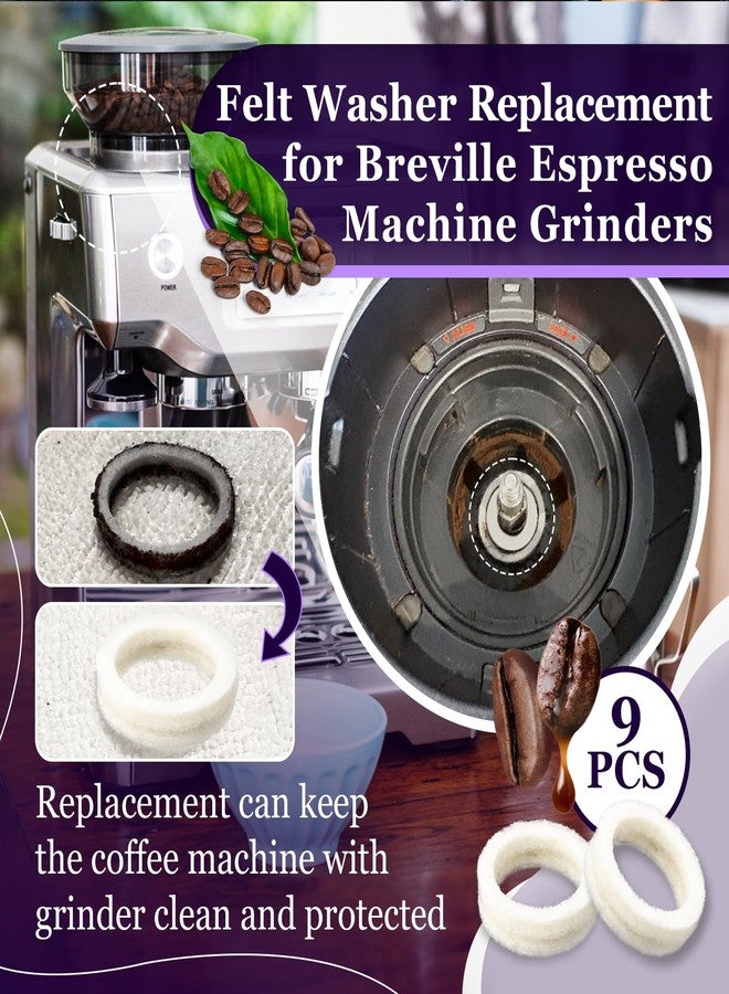 chaseroad 9 Pcs Felt Washer Replacement for Breville Espresso Machine Grinders，Burr Washer Part Compatible with BES870, BES878, BES880, BES980, BES990, BCG600, BCG820，Wool Ring Espresso Machines Accessories - Image 2