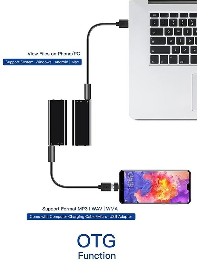 ان مسجل الصوت، 32 جيجابايت، التسجيل المستمر لمدة 100 ساعة، USB، MP3 الصوت  - Image 4