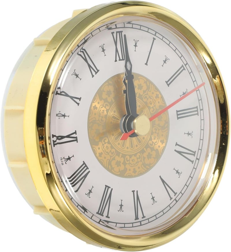 Vintage Roman Numeral Clock Insert Round Quartz Movement DIY Clock Face with Lens and Sturdy Gold Bezel Trim for Home Decor Replacement - Image 1