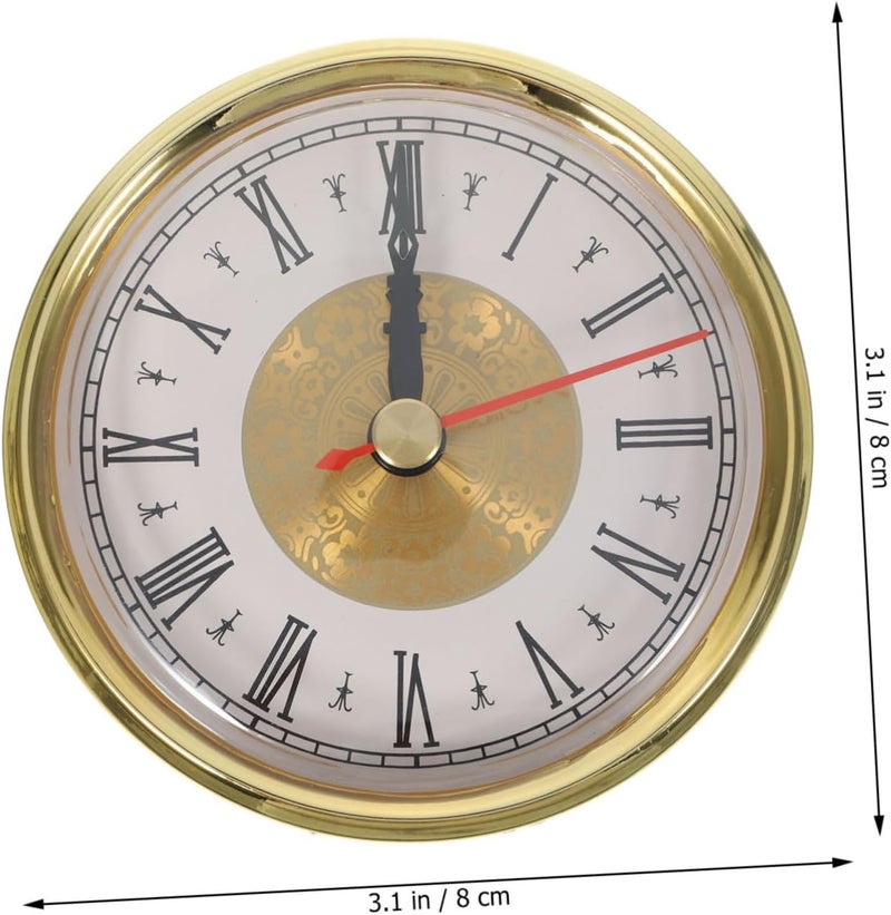 Vintage Roman Numeral Clock Insert Round Quartz Movement DIY Clock Face with Lens and Sturdy Gold Bezel Trim for Home Decor Replacement - Image 4