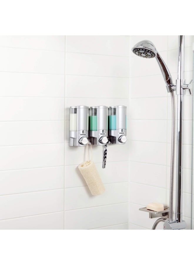 Better Living Products 76335-1 Aviva 3 Chamber Wall Mount Soap And Shower Dispenser  Satin Silverchrome  - Image 4