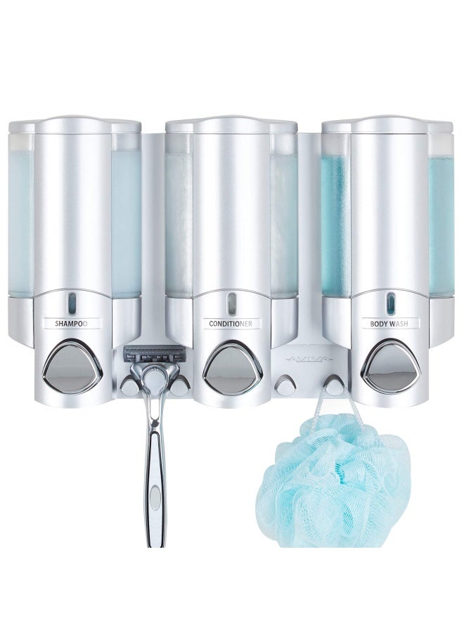 Better Living Products 76335-1 Aviva 3 Chamber Wall Mount Soap And Shower Dispenser  Satin Silverchrome  - Image 3