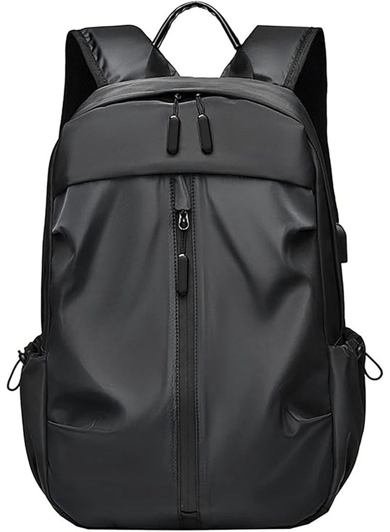 Energy Case Fashion Light Waterproof Backpack Laptop Bag with USB Charger Port Fits 14 Inch Laptop for Travel Backpack School Bookbag Daypack, A-black - Image 1