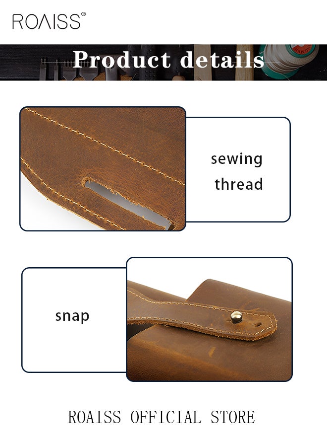 roaiss Men'S Retro Leather Waist Bag Leather Mobile Phone Bag Sports Tactics Waist Bag Belt Bag  - Image 4