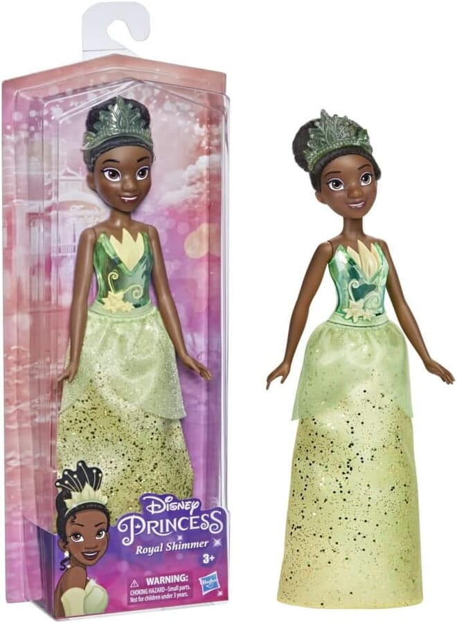 Disney Princess Disney Princess Royal Shimmer Tiana Doll, Fashion Doll with Skirt and Accessories, Toy for Kids Ages 3 and Up 