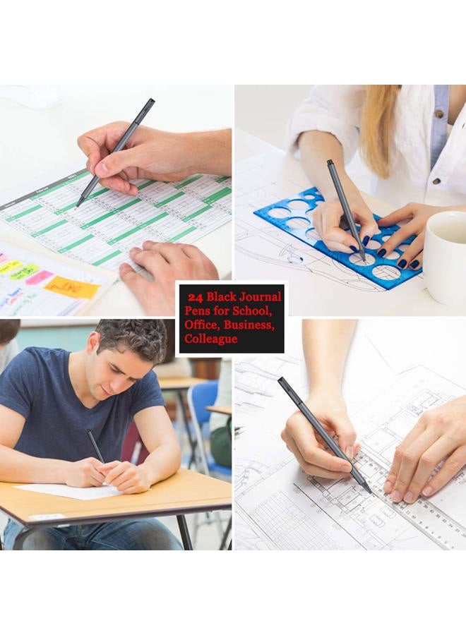 Taotree Journal Planner Pens, 24 Black Pens Fine Point Black Markers Fine Tip Drawing Pens Porous Fineliner Pen for Bullet Journaling Writing School Office Supplies, Great for Art Crafts Scrapbooks - Image 5