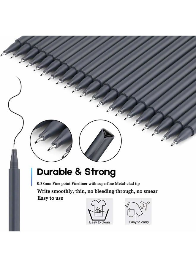 Taotree Journal Planner Pens, 24 Black Pens Fine Point Black Markers Fine Tip Drawing Pens Porous Fineliner Pen for Bullet Journaling Writing School Office Supplies, Great for Art Crafts Scrapbooks - Image 2