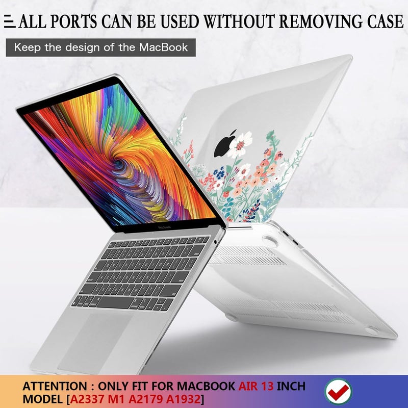 Cissook Compatible With Macbook Air 13 Inch Case 2021 2020 2019 2018 Release A2337 M1 A2179 A1932 Model  Wild Floral Hard Shell Case For Macbook Air 13 Inch With Touch Id 2021-2018  Wild Green Flower - Image 5