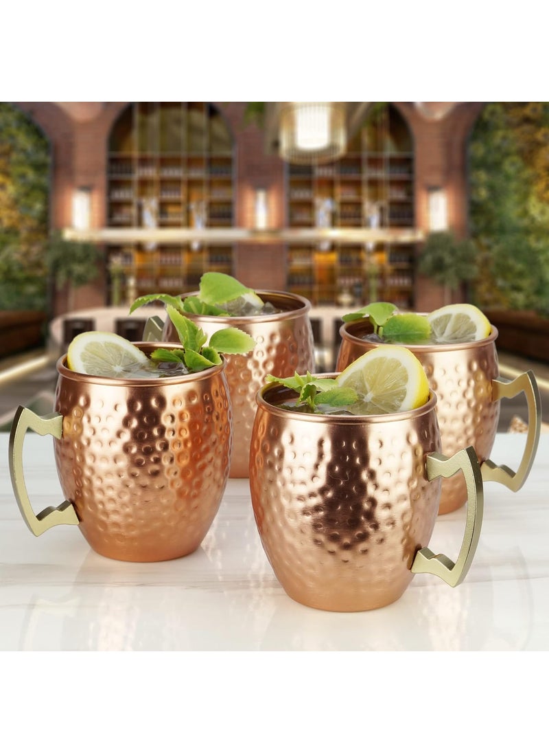 Arora Moscow Mule Mugs set of 4Aluminum Hammered Handcrafted Cups for Cocktail Drink Beer Bar Party GiftsCopper Color 19oz  - Image 4
