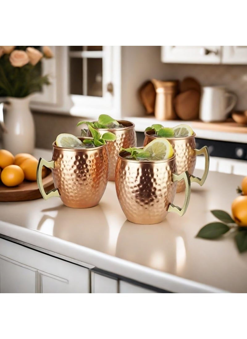 Arora Moscow Mule Mugs set of 4Aluminum Hammered Handcrafted Cups for Cocktail Drink Beer Bar Party GiftsCopper Color 19oz  - Image 3