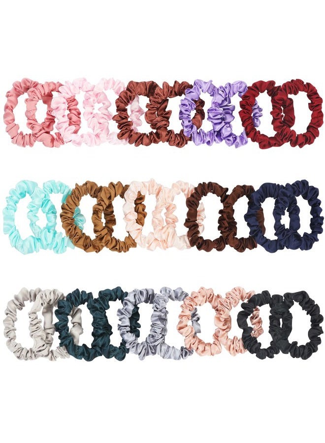 KECUCO 30Pcs Small Satin Hair Scrunchies Silk Hair Ties, Satin Elastic Hair Bands, Elastics Ponytail Holders for Women Girls Hair Accessories Gift, 15 Colors (Multicolor A) - Image 1