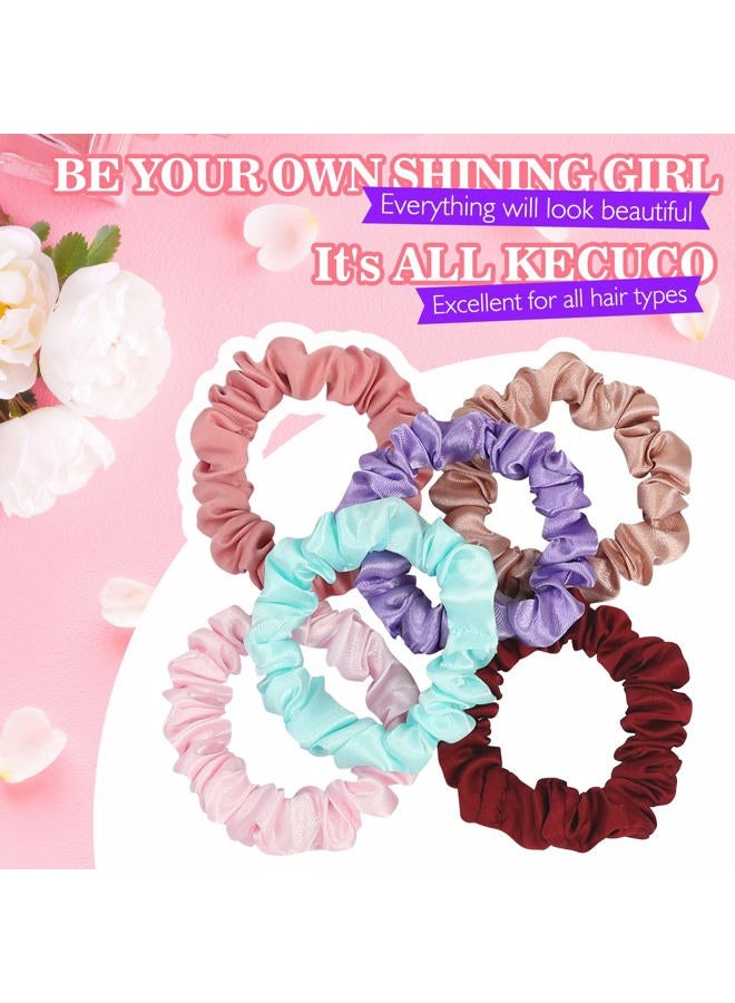 KECUCO 30Pcs Small Satin Hair Scrunchies Silk Hair Ties, Satin Elastic Hair Bands, Elastics Ponytail Holders for Women Girls Hair Accessories Gift, 15 Colors (Multicolor A) - Image 3
