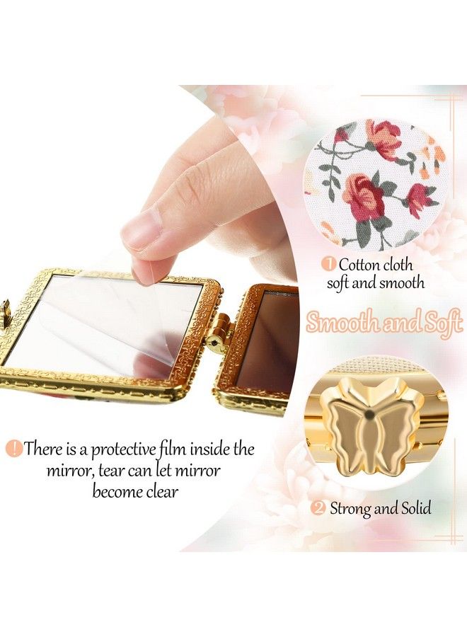 Blulu 24 Pieces Compact Mirror For Purse Flower Small Compact Mirror Gift Makeup Mirror Floral Pocket Mirror Retro Folding Portable Travel Mirror For Women Girls(Silver Edge)  - Image 3