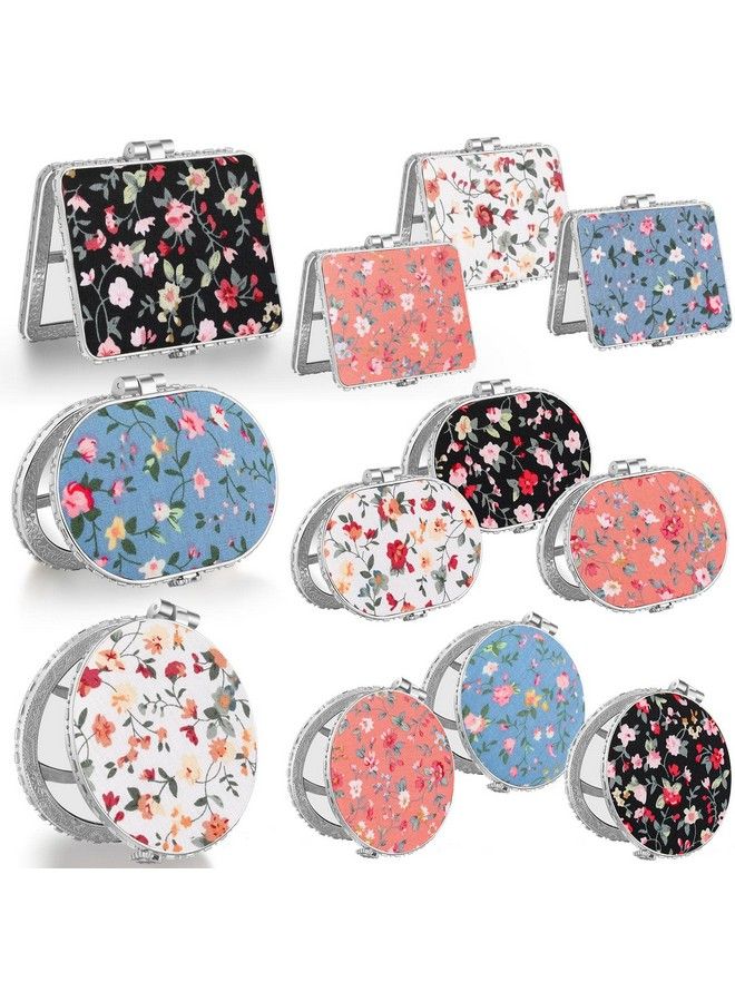 Blulu 24 Pieces Compact Mirror For Purse Flower Small Compact Mirror Gift Makeup Mirror Floral Pocket Mirror Retro Folding Portable Travel Mirror For Women Girls(Silver Edge)  - Image 2