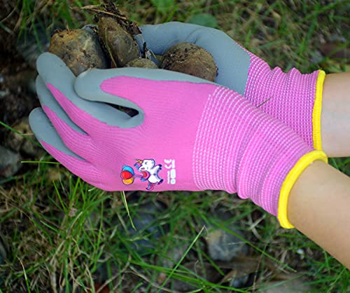KDK Ages 35 Kids Gardening GlovesYard Work Gloves for Toddlers Youth Girls Boys Childrens Soft Safety Rubber Glove 6 Pairs Green BluePink XXXS Age 35 - Image 3