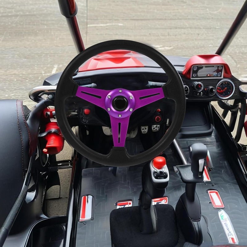 عجلة قيادة سباق الانجراف العالمية من Garneck باللون الأرجواني من مادة PU، بديل لعربات الغولف، عربات السباق، مركبات ATV وعربات الشاطئ، بتصميم مريح للاستخدام في سباقات المحاكاة والطرق الوعرة - Image 5