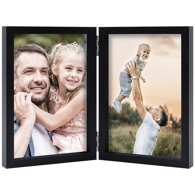 5x7 Black Picture Frames Natural Solid Wood Environmental Paint Photo Frame for Table or Wall Decorate 4 Pack