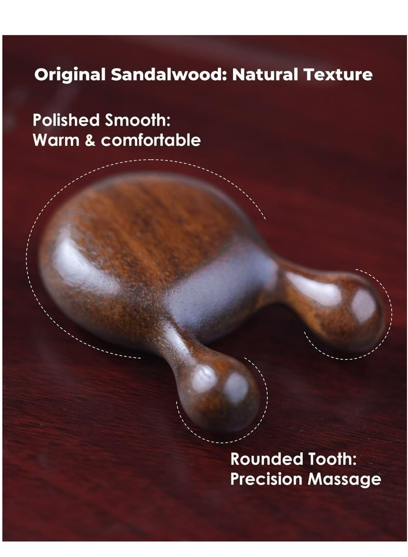 إسكدنيا جهاز تدليك غوا شا للوجه، أداة تدليك غواشا الخشبية من خشب الصندل الطبيعي للوجه، واسترخاء عضلات الجسم والرقبة والعين، يمنع التجاعيد - Image 4