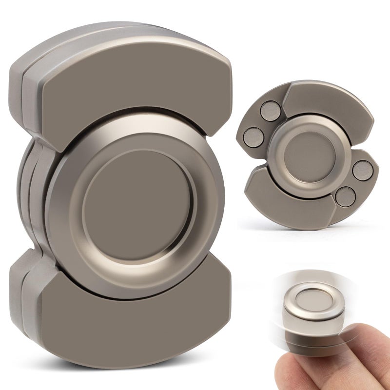 D.G.PLAYER Easter Basket Stuffer, 3-in-1 Fidget Toys Adults kid: Spinner, Slider & Clicker â€“ Magnetic Stainless Steel Bearing for Super-Stable Rotation â€“ Stress Relief, Enhanced Focus, and Habit Breaking, Silver - Image 1