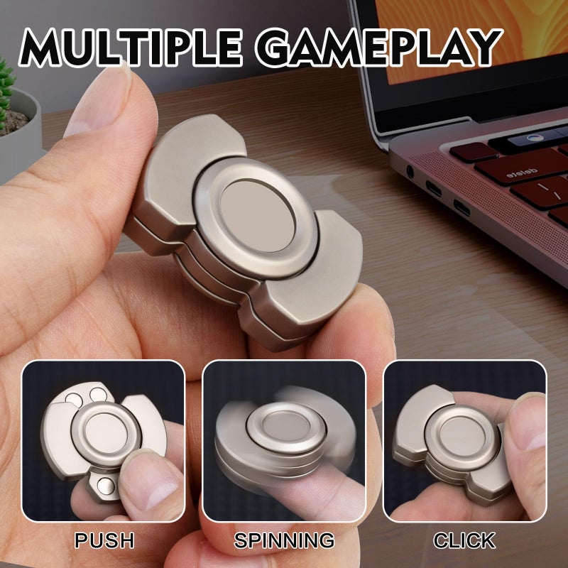D.G.PLAYER Easter Basket Stuffer, 3-in-1 Fidget Toys Adults kid: Spinner, Slider & Clicker â€“ Magnetic Stainless Steel Bearing for Super-Stable Rotation â€“ Stress Relief, Enhanced Focus, and Habit Breaking, Silver - Image 2