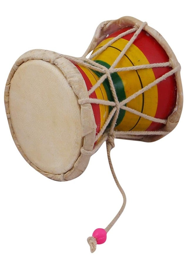 A & S VENTURES A&S Ventures Colored Wooden Indian Musical Instruments Kids Small Damaru Meditation Kirtan Shiv Damroo Percussion - Image 1