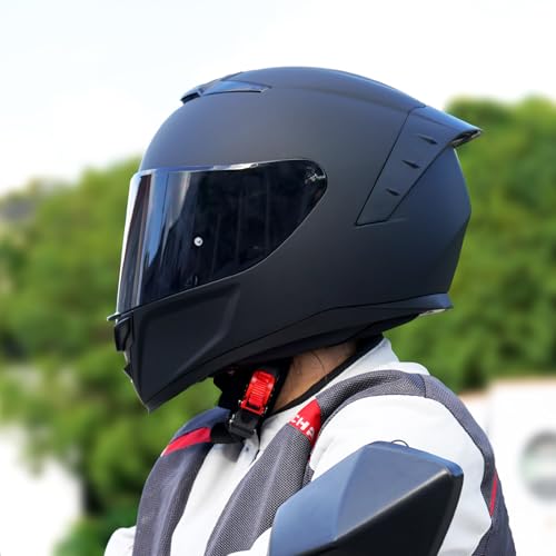 MXJ Gear Full Face Motorcycle Helmet,Helmets for Adults Motorcycle, MG611 Motorbike Racing Street Bike Helmets with Black Visor for Men Women,DOT Approved (Matte Black, XL) - Image 5