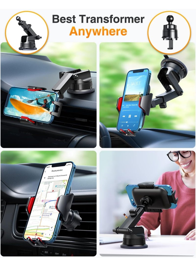 VANMASS [True Military-Grade] Car Phone Holder [Best Suction & Clip] Cell Phone Mount for Dashboard Windshield Vent Truck Cradle Dash Stand for iPhone 15 Pro Max 14 13 12 Android, Red - Image 5