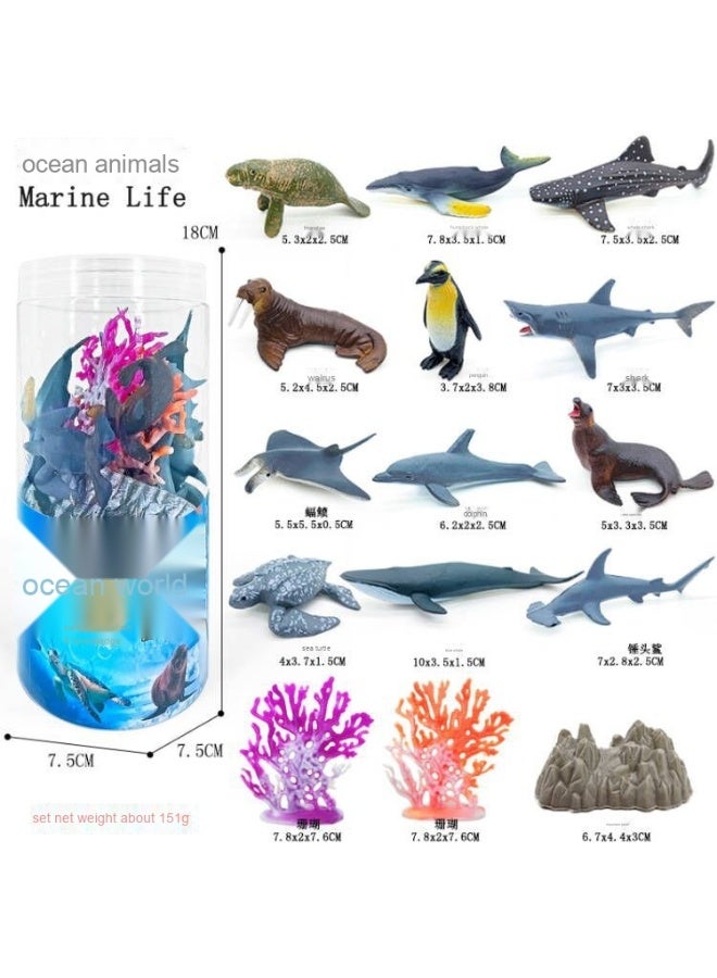 NIBEMINENT Dinosaur Animal Ocean Model Realistic Wild Simulation Supermarket Barrel Set