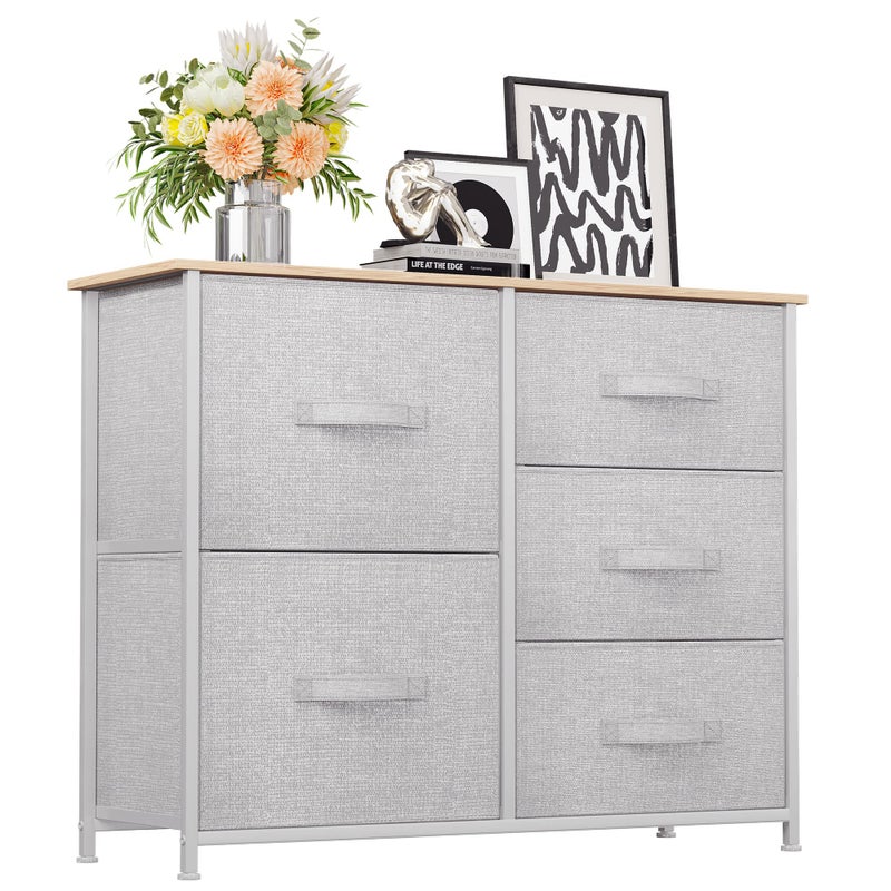 YITAHOME Dresser with 5 Drawers - Fabric Storage Tower, Organizer Unit for Bedroom, Living Room, Hallway, Closets & Nursery - Sturdy Steel Frame, Wooden Top & Easy Pull Fabric Bins - Image 1