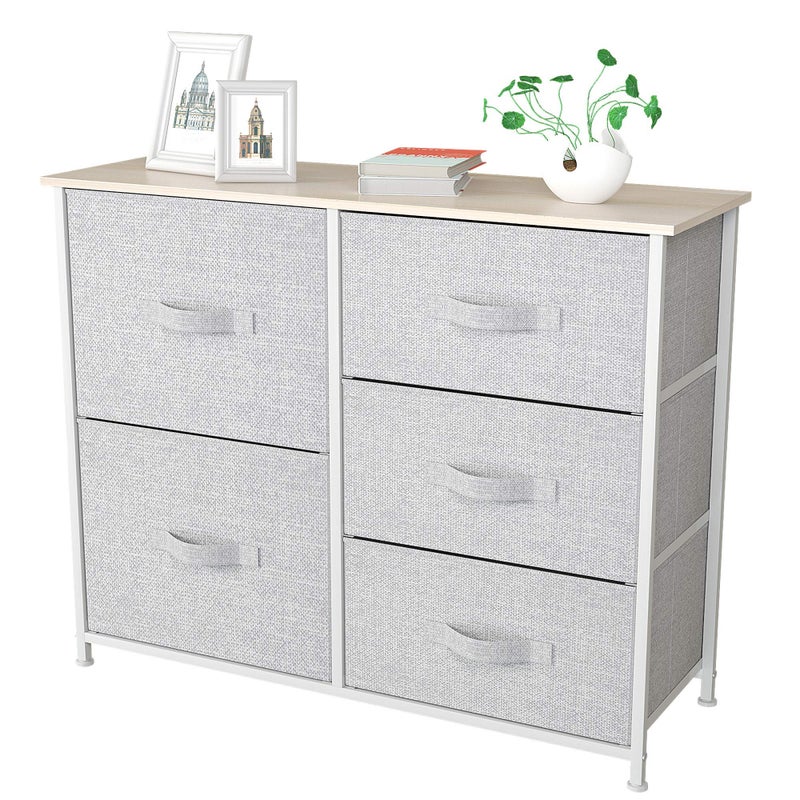 YITAHOME Dresser with 5 Drawers - Fabric Storage Tower, Organizer Unit for Bedroom, Living Room, Hallway, Closets & Nursery - Sturdy Steel Frame, Wooden Top & Easy Pull Fabric Bins - Image 5