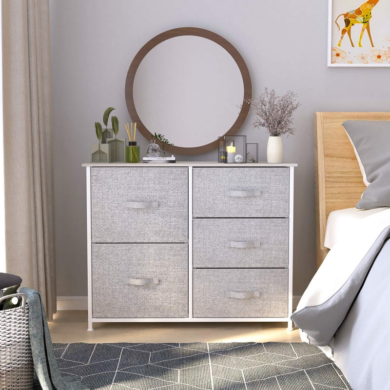 YITAHOME Dresser with 5 Drawers - Fabric Storage Tower, Organizer Unit for Bedroom, Living Room, Hallway, Closets & Nursery - Sturdy Steel Frame, Wooden Top & Easy Pull Fabric Bins - Image 2