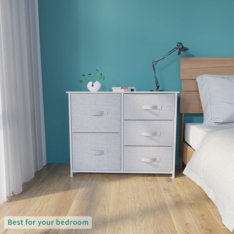 YITAHOME Dresser with 5 Drawers - Fabric Storage Tower, Organizer Unit for Bedroom, Living Room, Hallway, Closets & Nursery - Sturdy Steel Frame, Wooden Top & Easy Pull Fabric Bins - Image 3