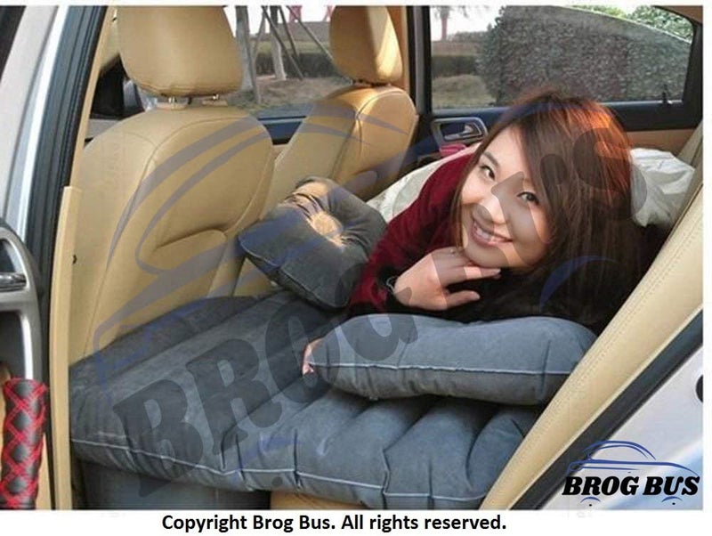BROGBUS Car Travel Vehicle Inflatable Cushion Car Mattress with Two Pillows Car Pump and Rep Tikki for Car Travel (53.5 x 32.2 x 16.5 Inches, Grey) - Image 2