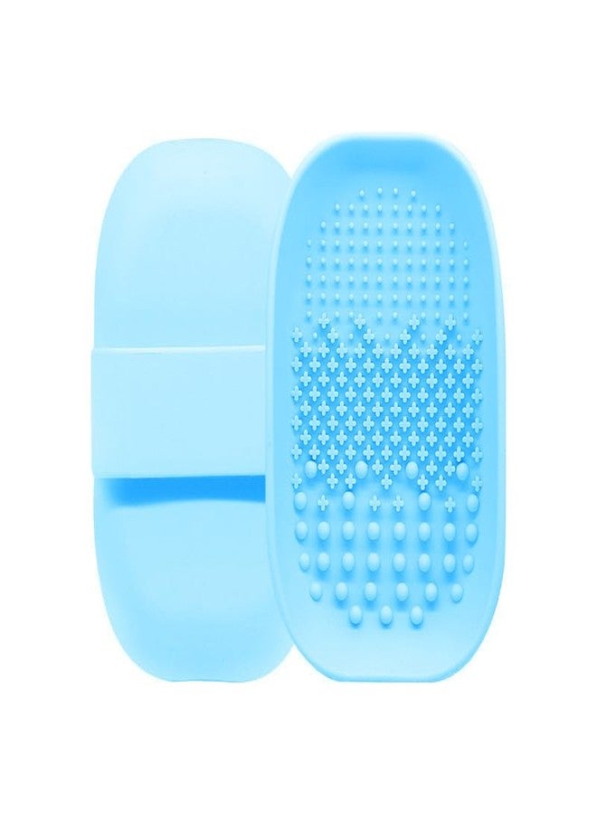 MobFest® Silicone Makeup Sponge Brushes Washing Durable Eyeshadow Powder Puff Cleaner Strip Tray, 1 Piece (Blue) - Image 1
