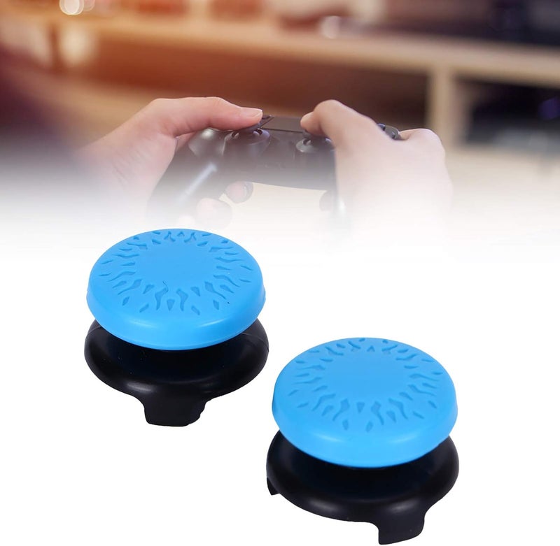 Ashata 2Pcs Thumbstick Extender for 3D Texture Thumb Grip Stick Joystick Thumbstick for 5 Controller (Blue) - Image 3