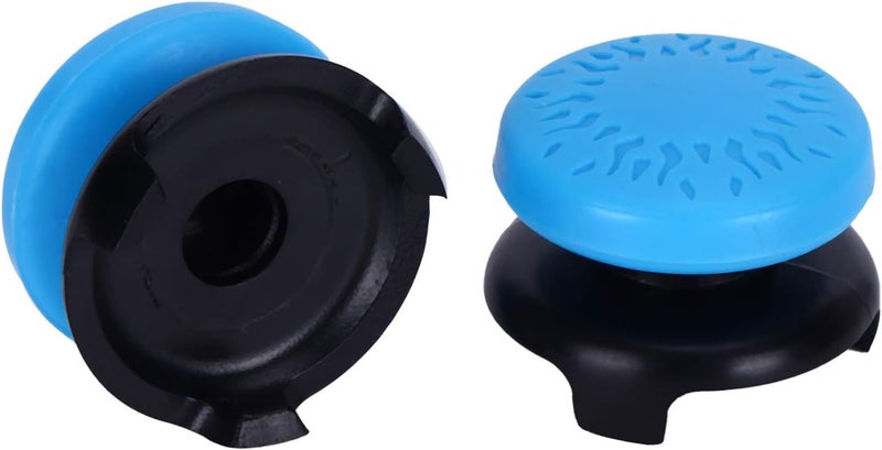 Ashata 2Pcs Thumbstick Extender for 3D Texture Thumb Grip Stick Joystick Thumbstick for 5 Controller (Blue) - Image 1