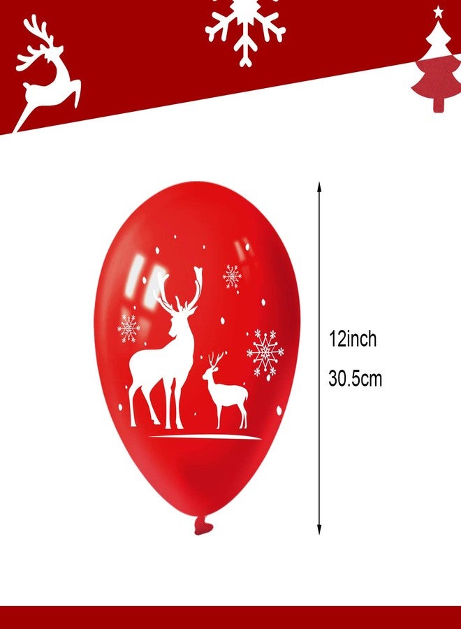 FEPITO 50Pcs Christmas Party Balloon 12 Inch White Red and Green Latex Balloons, 6 Merry Xmas Style for Decoration Party Supplies - Image 3