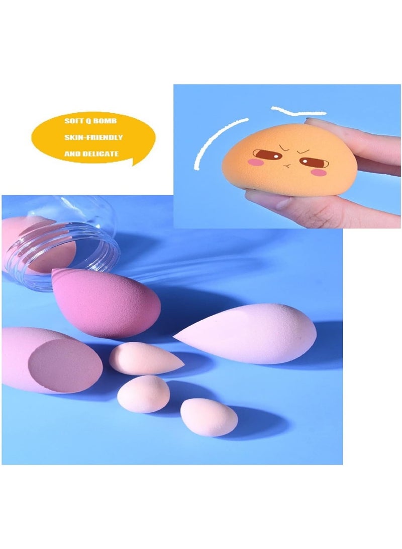 Generic Makeup Sponge Set in Storage Jar – 6pcs Soft Beauty Blender Sponges for Foundation, Concealer & Powder – Multi-Color, Reusable, Latex-Free, Wet & Dry Use - Image 3