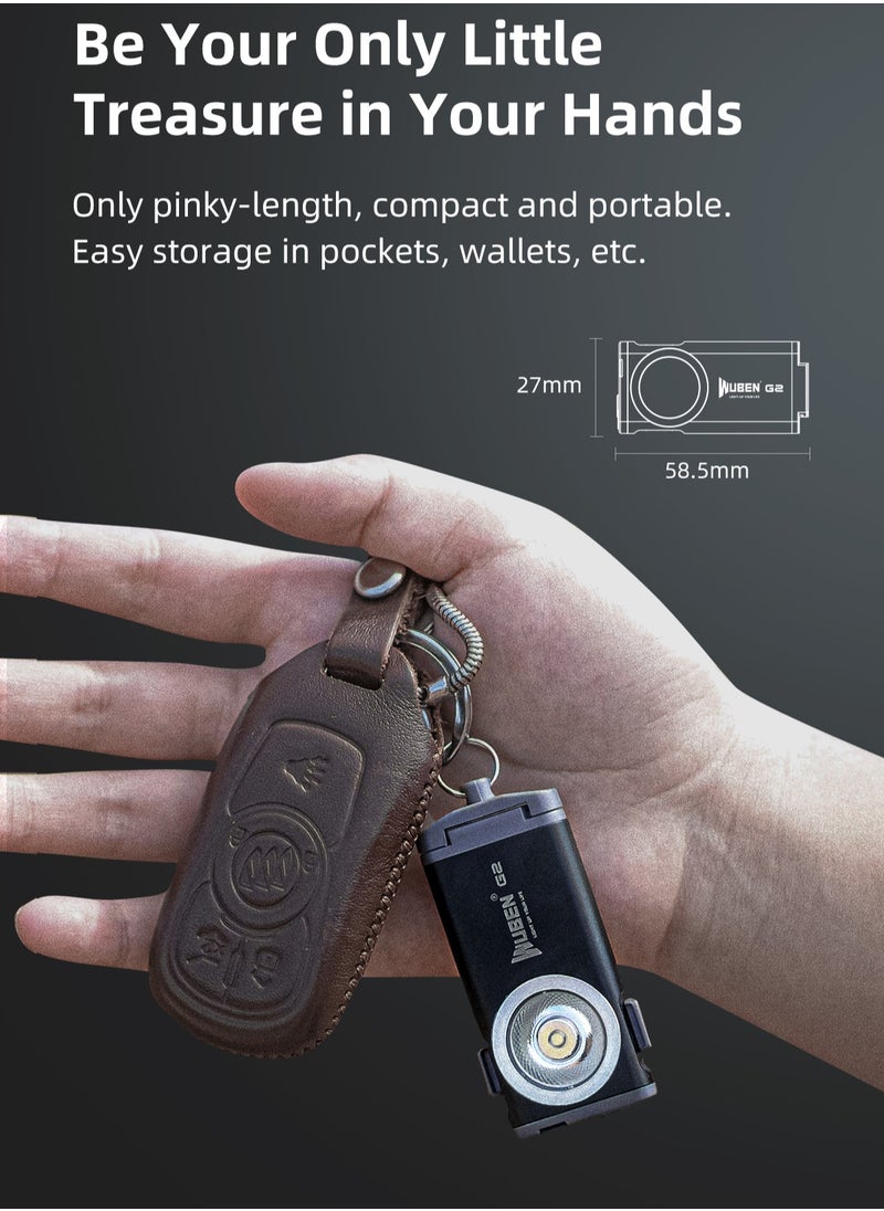 WUBEN - G2 Mini Flashlight Keychain, Torch 500 Lumens Rechargeable Pocket 5 Modes Small Led EDC Keychain Brightest Flashlight Magnetic Hat Clip for Travel,Walking,Searching,Hiking,Emergency - Image 1