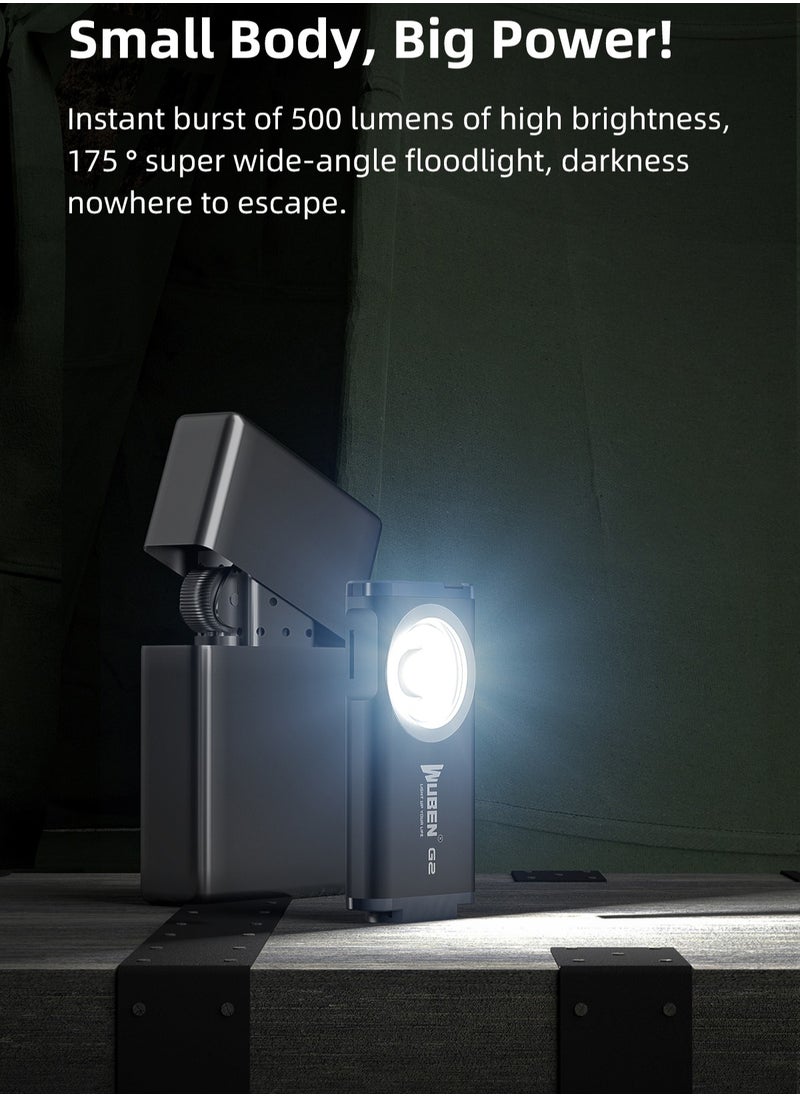 WUBEN - G2 Mini Flashlight Keychain, Torch 500 Lumens Rechargeable Pocket 5 Modes Small Led EDC Keychain Brightest Flashlight Magnetic Hat Clip for Travel,Walking,Searching,Hiking,Emergency - Image 1