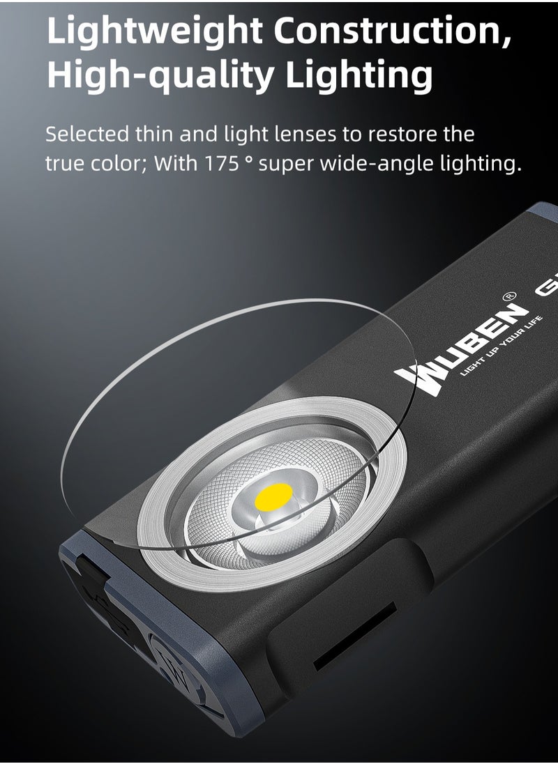 WUBEN - G2 Mini Flashlight Keychain, Torch 500 Lumens Rechargeable Pocket 5 Modes Small Led EDC Keychain Brightest Flashlight Magnetic Hat Clip for Travel,Walking,Searching,Hiking,Emergency - Image 1