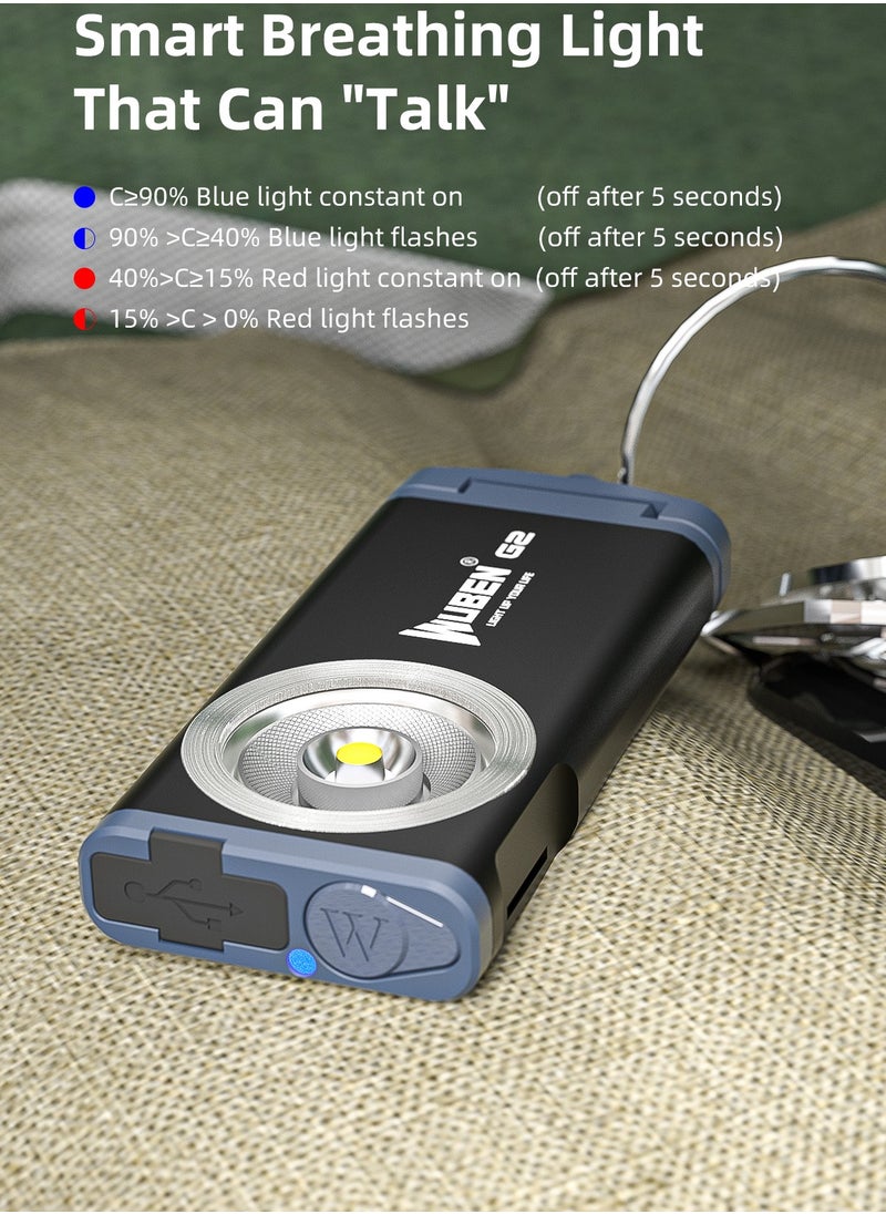 WUBEN - G2 Mini Flashlight Keychain, Torch 500 Lumens Rechargeable Pocket 5 Modes Small Led EDC Keychain Brightest Flashlight Magnetic Hat Clip for Travel,Walking,Searching,Hiking,Emergency - Image 1