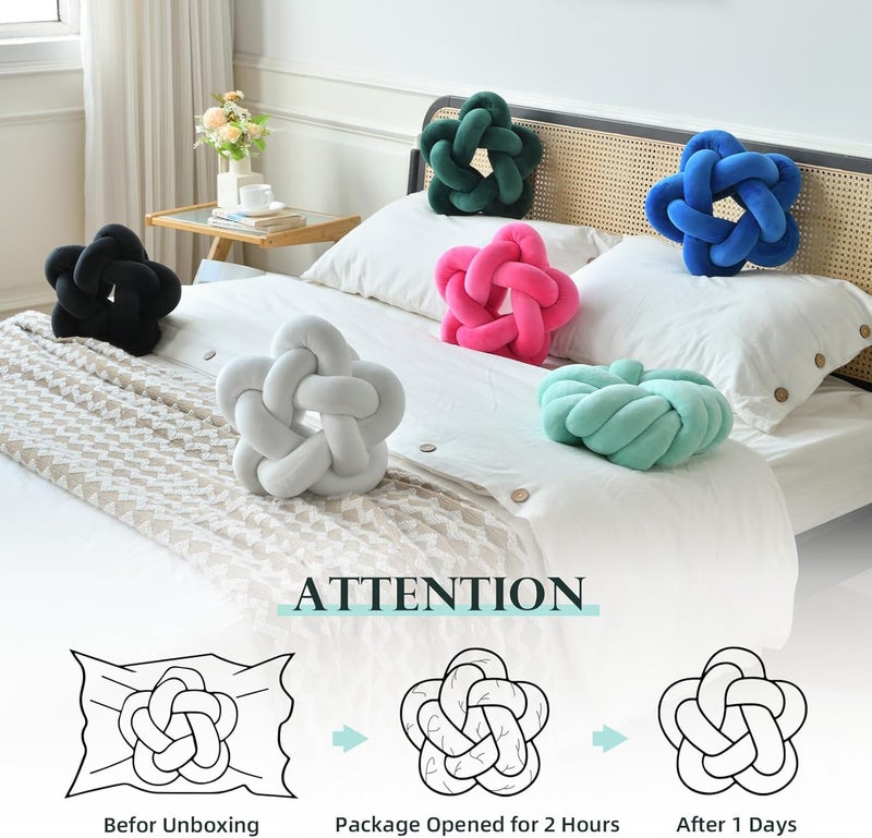 Wadser Star Shaped Knotted Pillow Soft Plush Throw Pillow Nordic Style Knot Room Decor for Home Office Sofa Couch Bed (White 12.59 in) - Image 2
