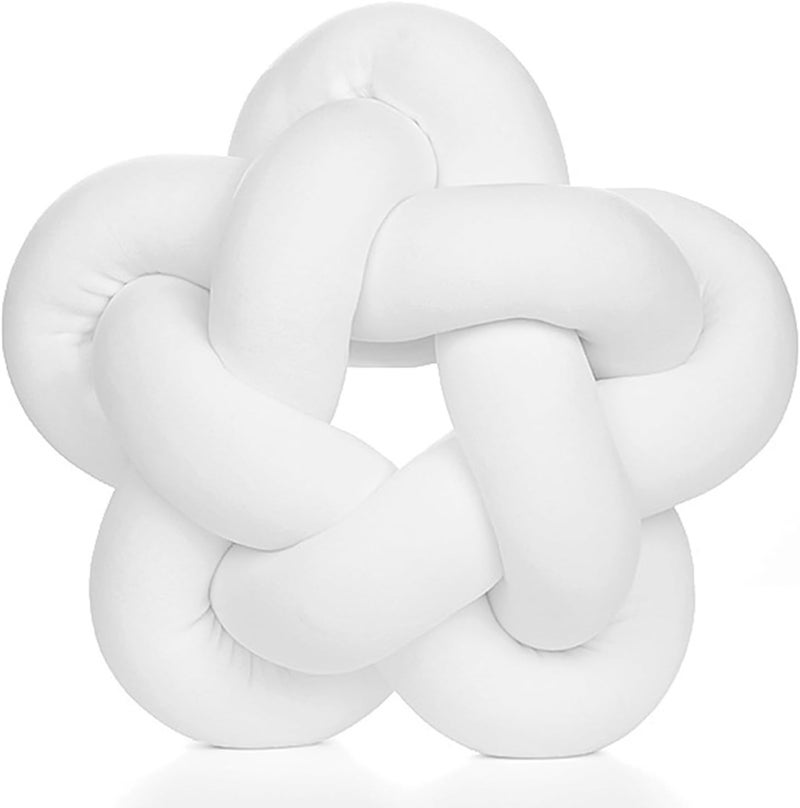 Wadser Star Shaped Knotted Pillow Soft Plush Throw Pillow Nordic Style Knot Room Decor for Home Office Sofa Couch Bed (White 12.59 in) - Image 1