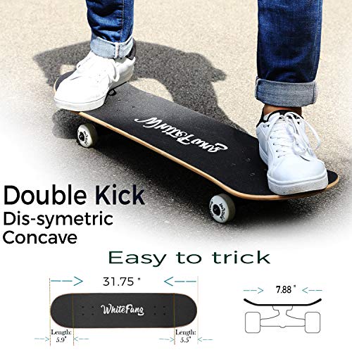 WhiteFang Skateboards, Complete Skateboard 31 x 7.88, 7 Layer Canadian Maple Double Kick Concave Standard and Tricks for Kids and Beginners (Diamond) - Image 3