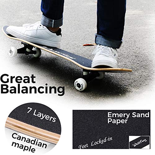 WhiteFang Skateboards, Complete Skateboard 31 x 7.88, 7 Layer Canadian Maple Double Kick Concave Standard and Tricks for Kids and Beginners (Diamond) - Image 2